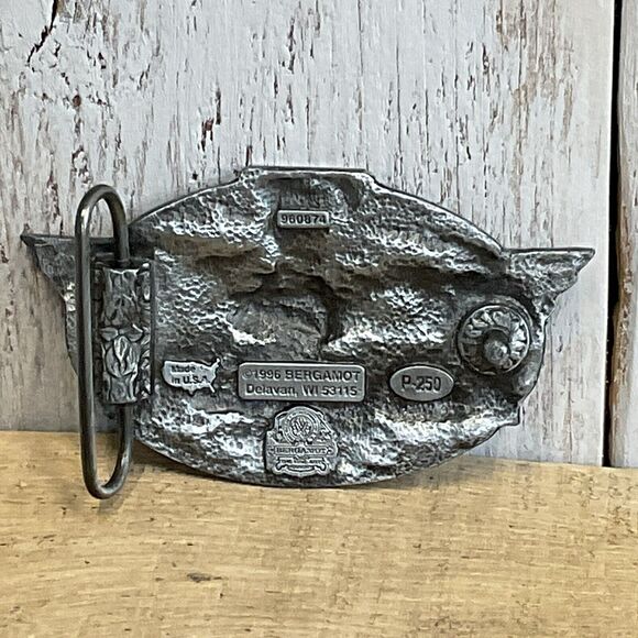 1996 Bergamot Biker Live to Ride Ride To Live Belt Buckle Mens Eagle Motorcycle - Picture 4 of 7